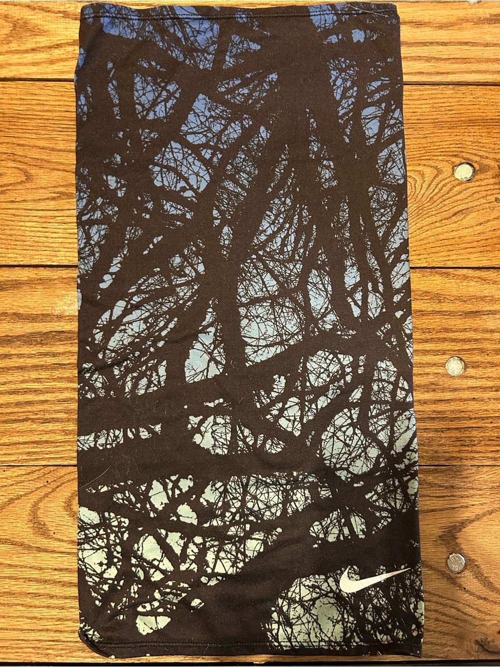 Nike Black with Blue and Cream Tree-Print Neck Gaiter